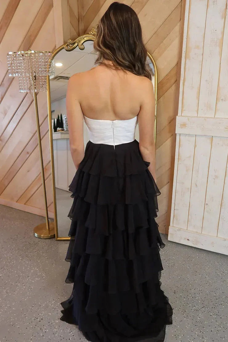 Cute A-Line/Princess Strapless Sleeveless Zipper Up Floor-Length Prom Dress with Slit